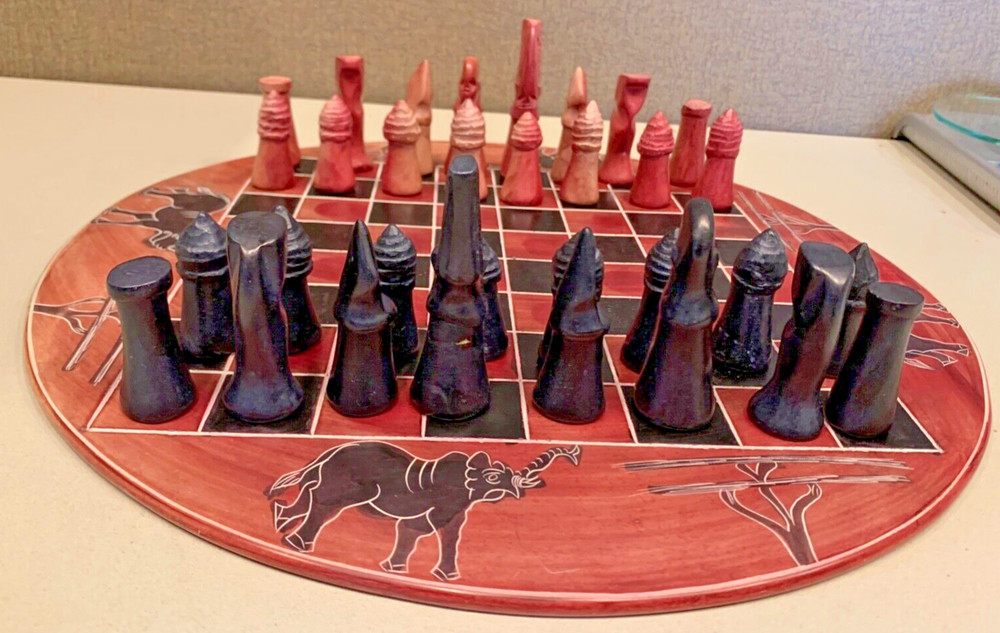 Vintage African Soap Stone Chess Set