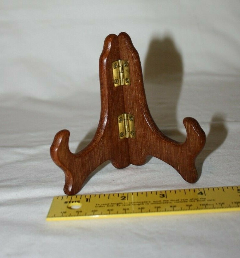 4" Hinged Teak Finish Display Easel