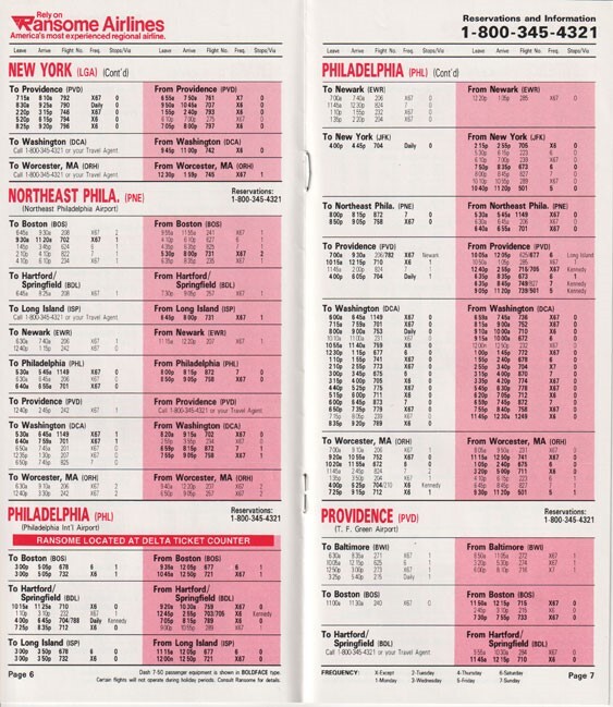 Ransome Airlines timetable 1983/09/06