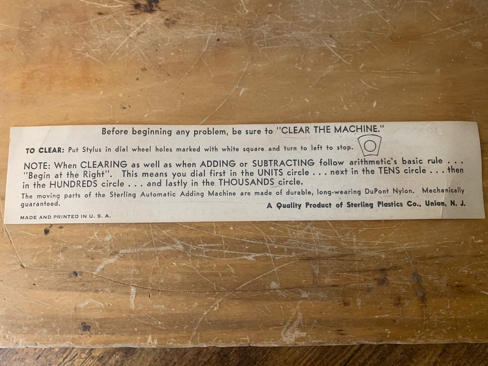 VTG Sterling Dial-A-Matic Automatic Mechanical Adding Machine #566