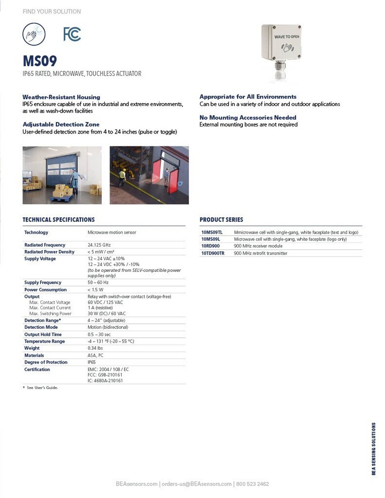 Bea 10MS09TL Wave To Open Touchless Switch