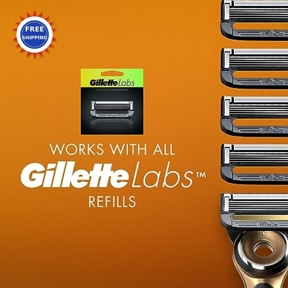 Heated Razor Gillette Labs Gold Edition Handle Blade Refills Charging Dock