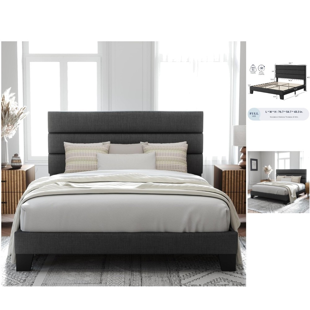 Full Size Bed Frame with Wooden Slats - Easy Assembly & Sturdy Support