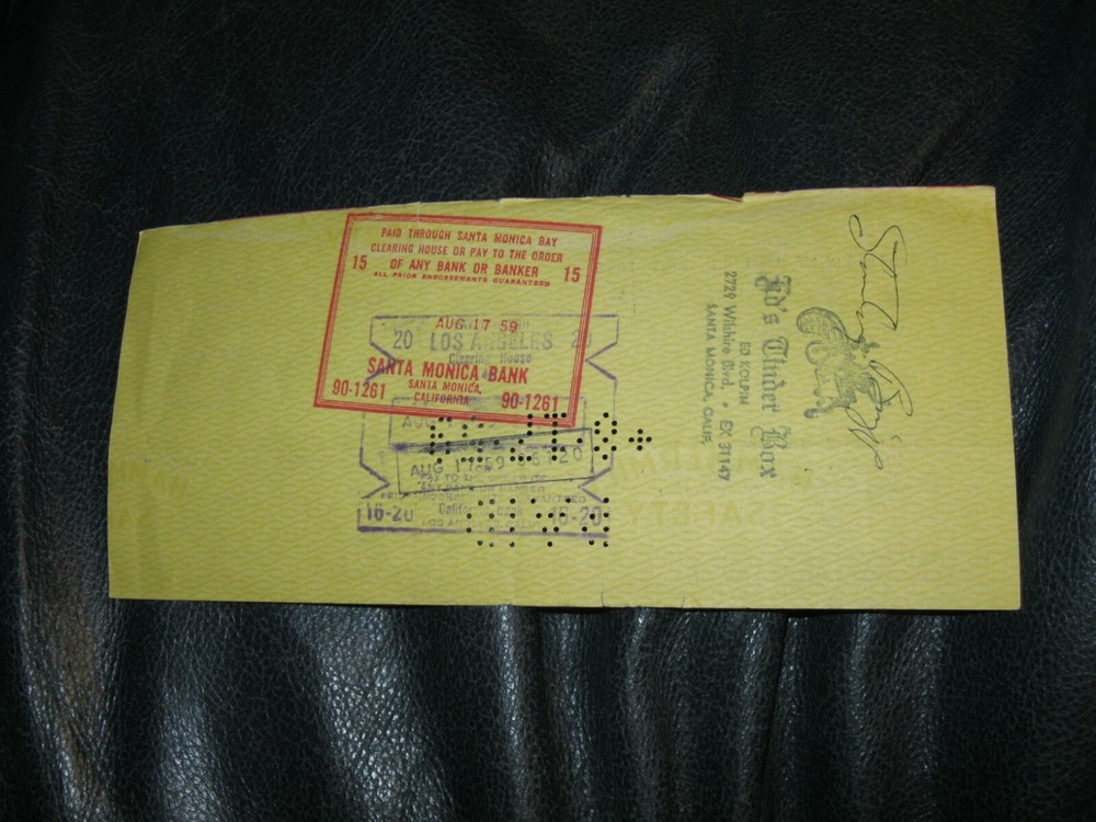 David Niven Signed Autographed Cancelled Check 2