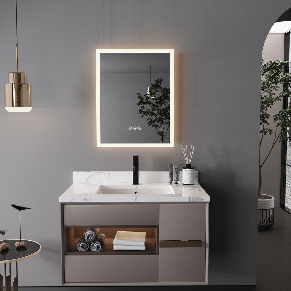 LUVODI 16x20 inch Led Lighted Bathroom Mirror Dimmable Wall Vanity Mirror