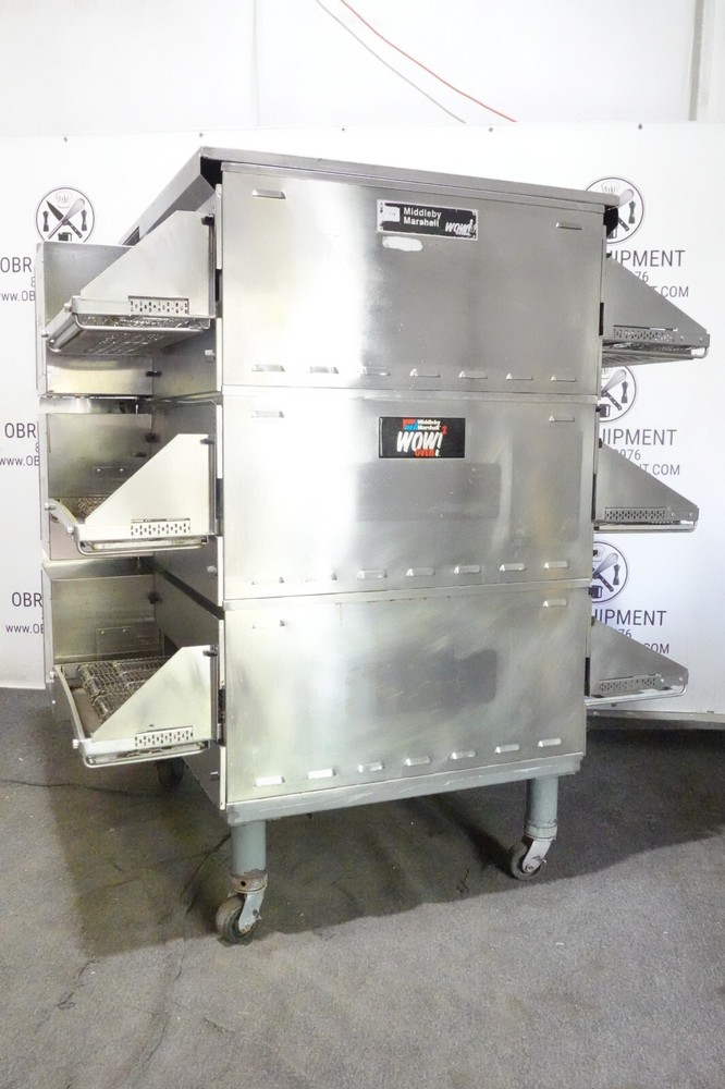 2019 MIDDLEBY MARSHALL TRIPLE STACK PROPANE GAS SPLIT BELT PIZZA CONVEYOR OVEN M