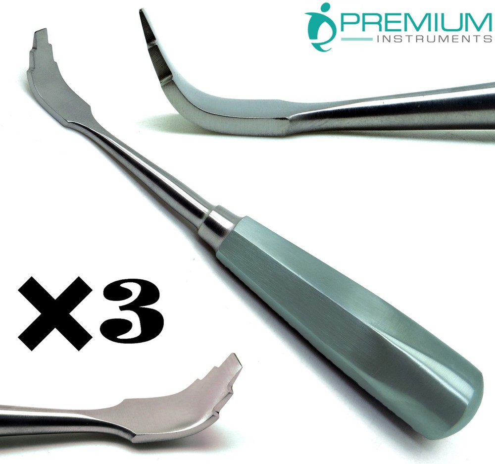 3× Dental Surgical Elevators 6.5" Christensen Crown Remover 90° Extraction Tools