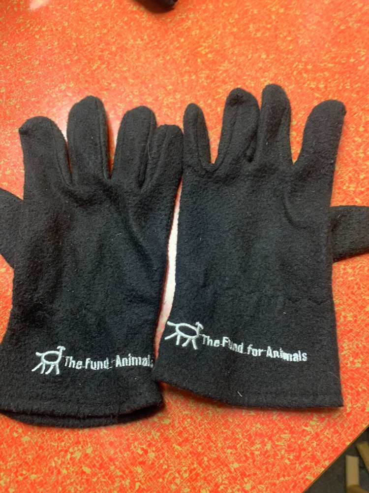 Fleece gloves - fund for animals - black one size