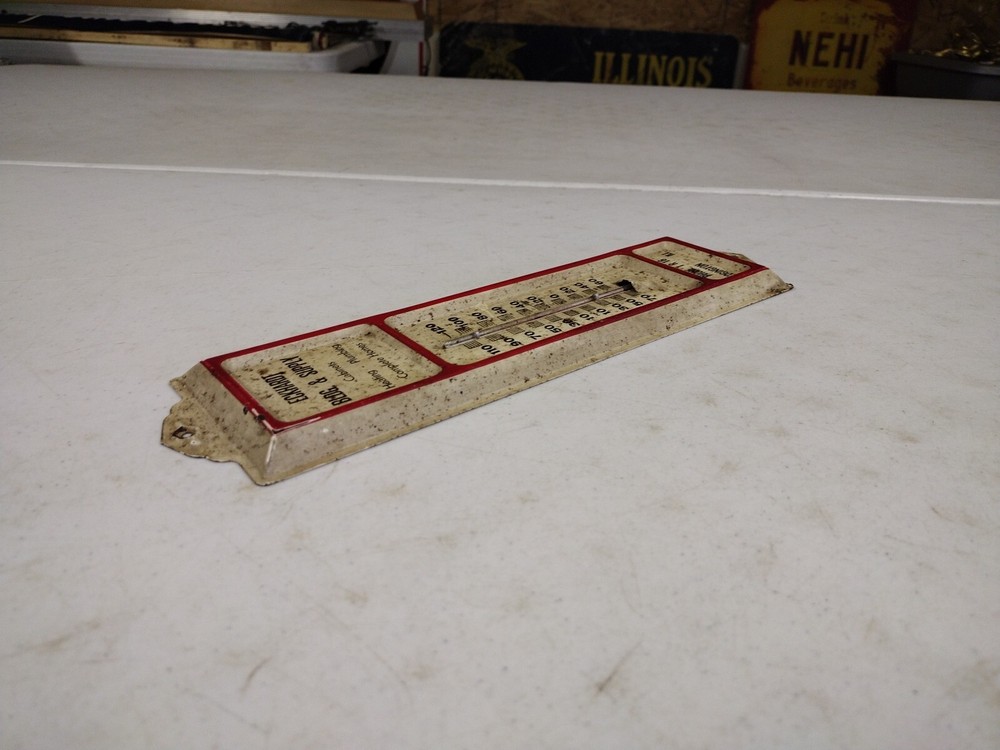 Vintage Eckhardt Bldg. & Supply Edgington IL Advertising Thermometer