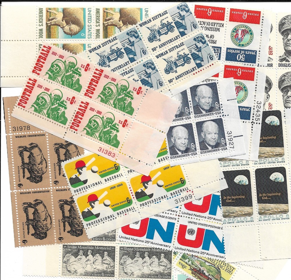 TWENTY-FIVE (25) Different Mint US 6 cent Stamp PLATE BLOCK LOT MNH