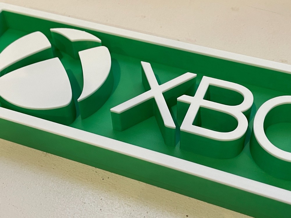 XBOX 3D printed game console placard, multi-color
