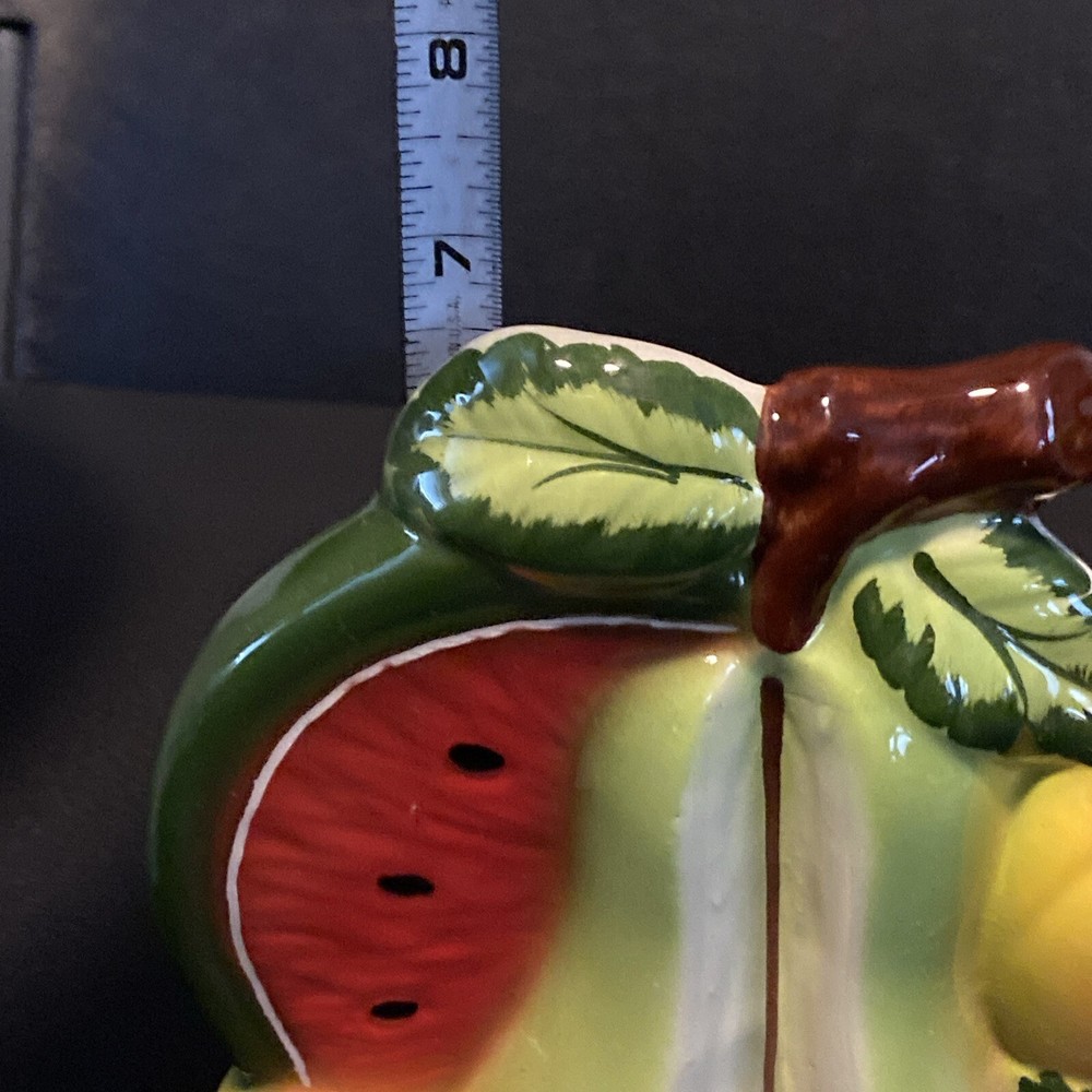 Fruit Ceramic Planter Bright Colors Pear, Watermelon, Peaches, Apple