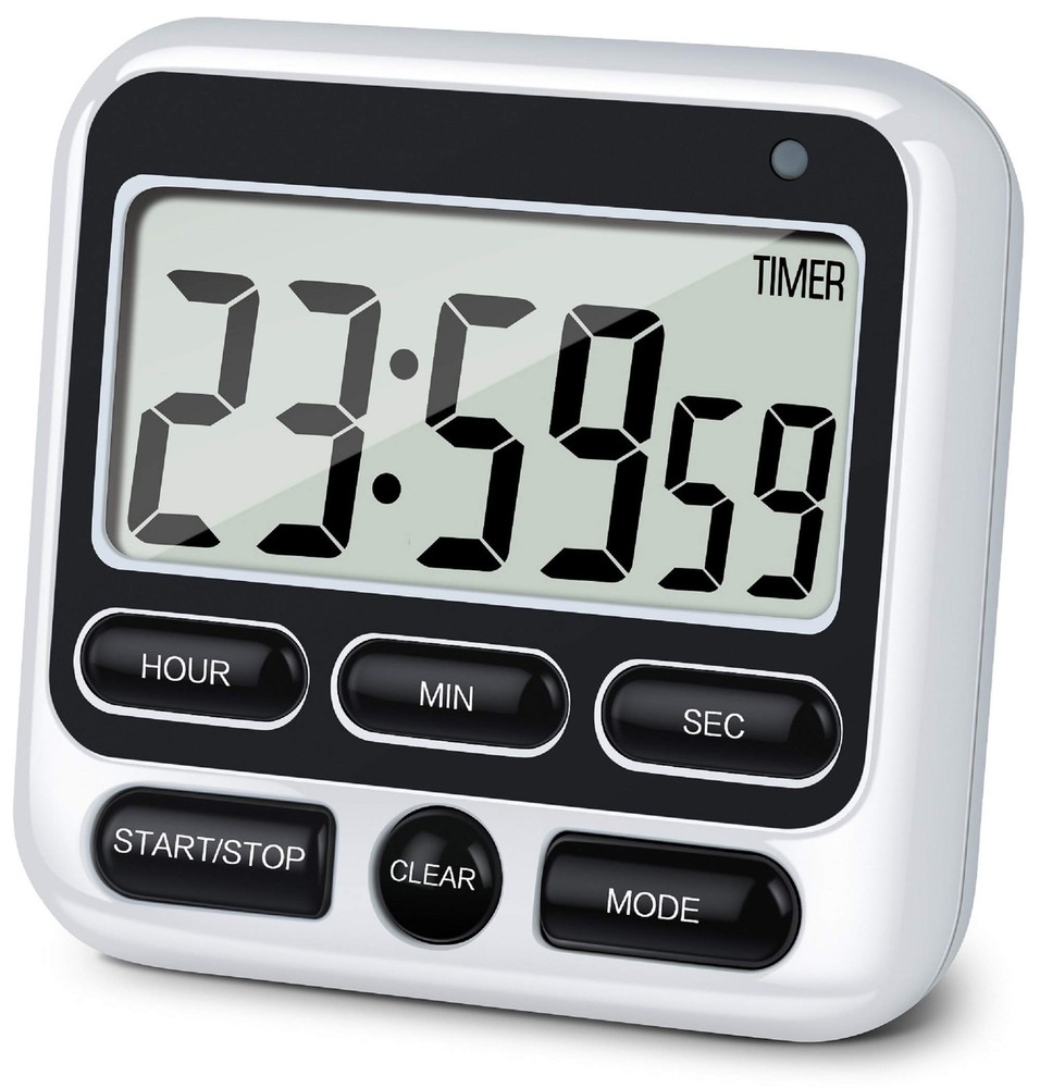 Digital Kitchen Timer with Mute/Loud Alarm Switch ON/Off Switch, 12-Hour Clock