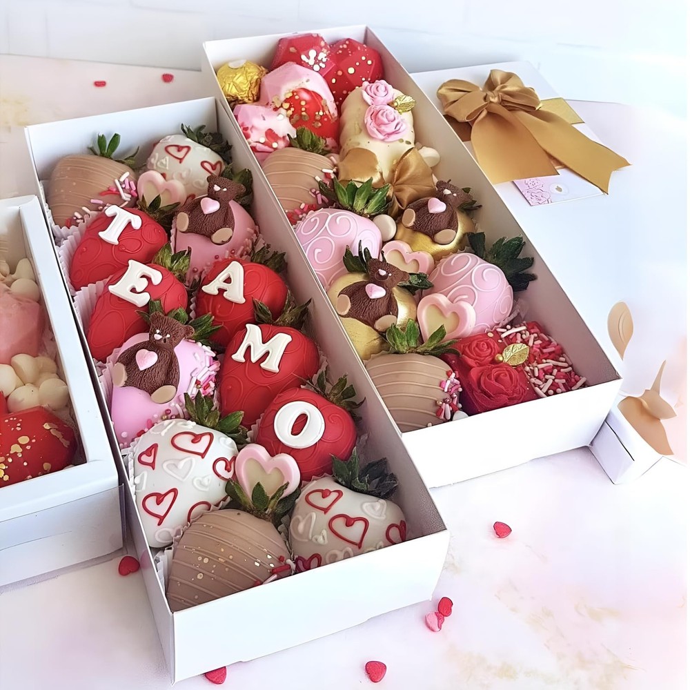8PCS 12x4.8x2 Inches Chocolate Strawberry Boxes Cookie Boxes Bakery Boxes Mac...