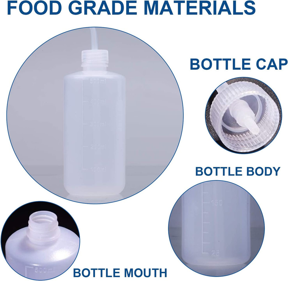 Wash Bottle, 3 Pack LDPE Squeeze Bottles, Safe Plastic Low Density Polyethylene
