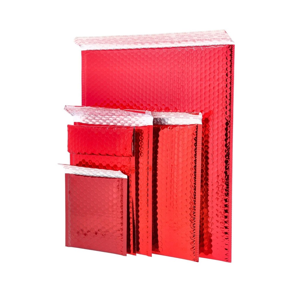 7" x 6.75" Red Poly Bubble Mailers Protective Mailing Envelopes - 500 Pieces
