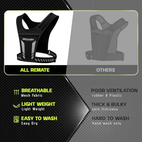 Reflective Vest Chest Phone Holder, Adjustable Hydration Training Workout Black