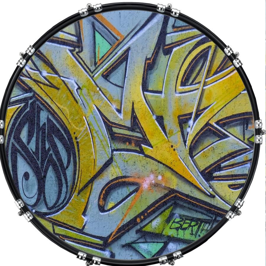 Custom 22" Kick Bass Drum Head Graphical Image Front Skin Graffiti 4