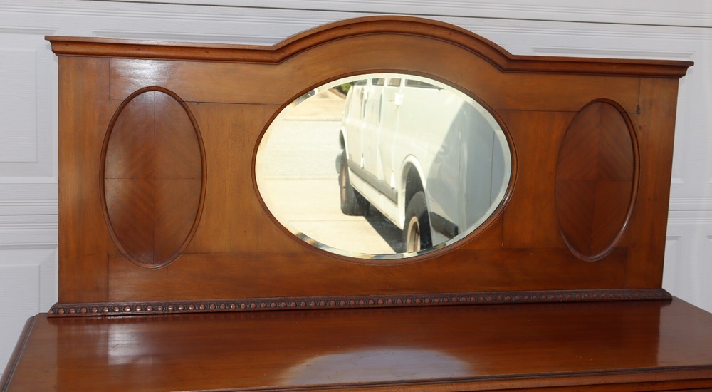 Antique Oak Sideboard Buffet / Server with beveled mirror