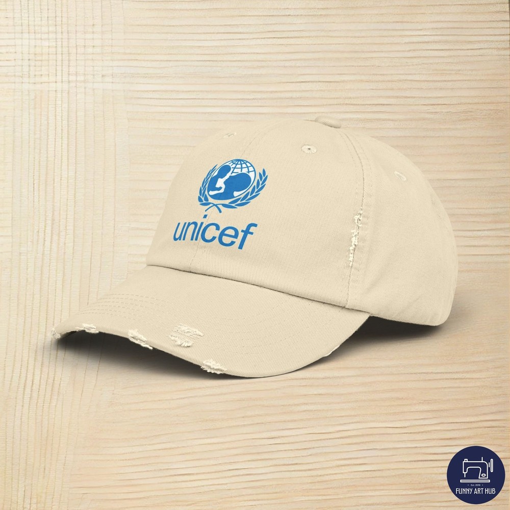 Unicef Logo Unisex Distressed Cap