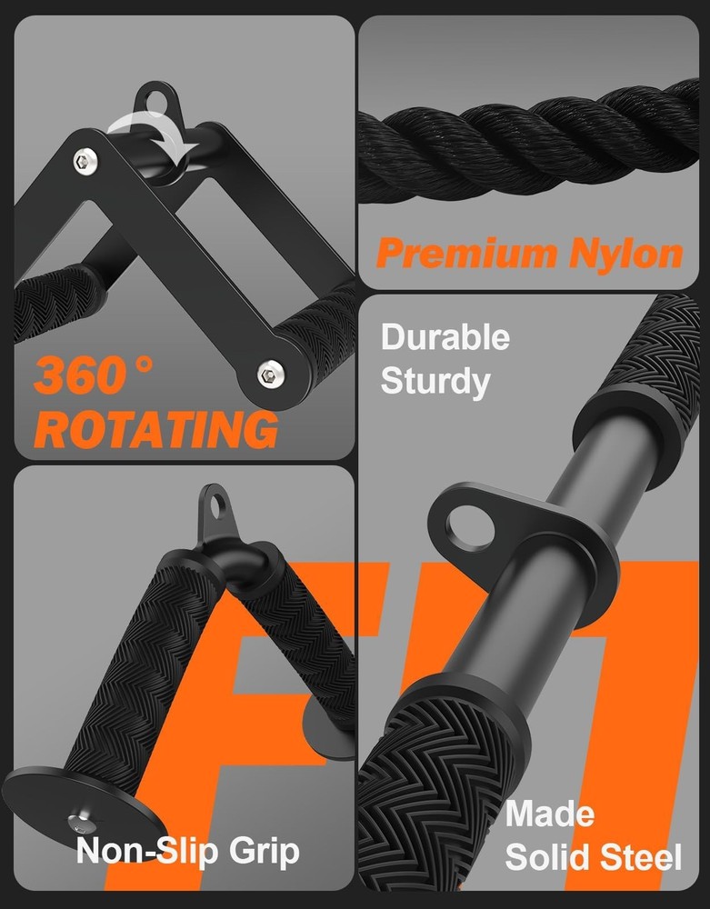Cable Machine Attachment Set for Gym & Home Workouts, LAT Pulldown Attachment...