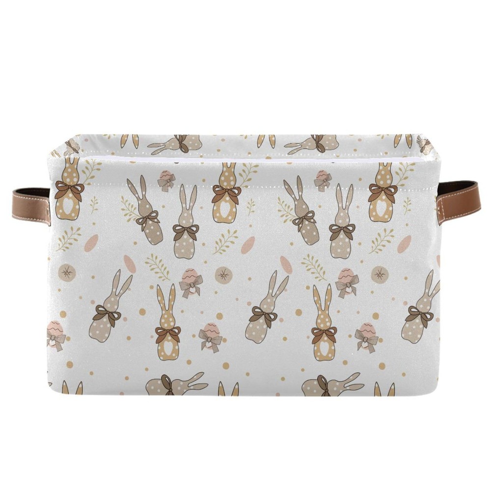 Happy Easter Day Eggs Bunny Storage Basket Fabric Laundry Baskets Easter Rabb...