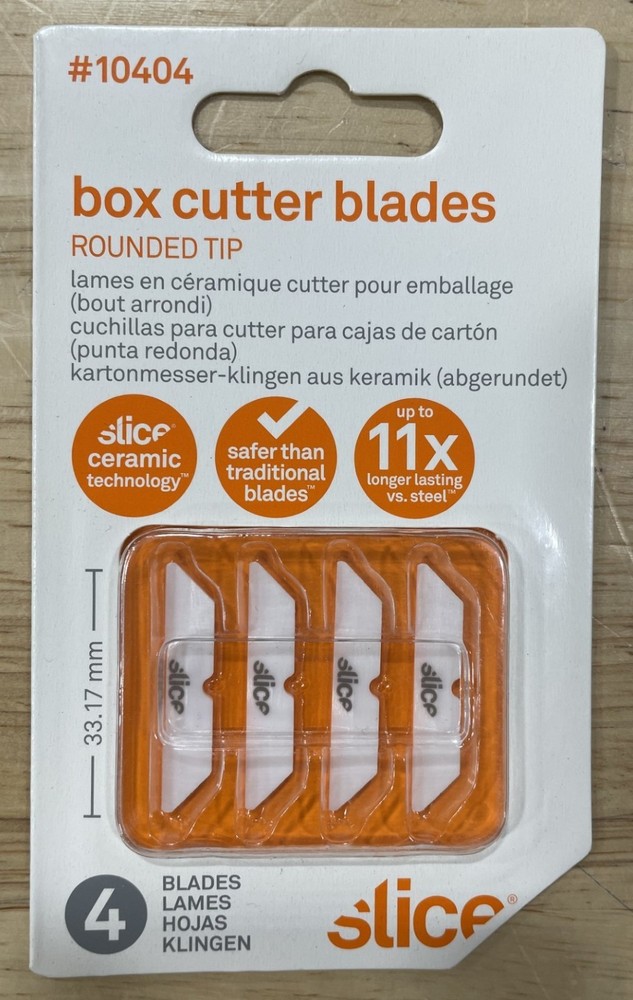 Slice 10404 Ceramic Replacement Blades, Rounded Tip, 4-Pack, Dual-Sided