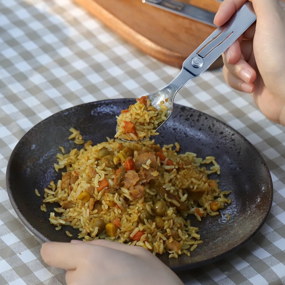 2-in-1 Folding Camping Utensil – Fork & Spoon Tool