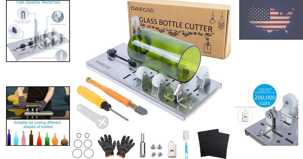 Adjustable Glass Bottle Cutter with Diamond Blade - Ideal for Creative Projects