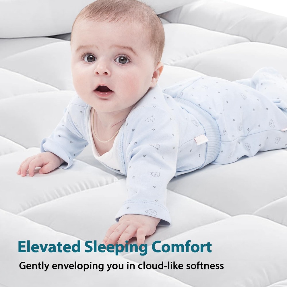 CYMULA King Size Mattress Topper - Extra Thick Cooling King, White