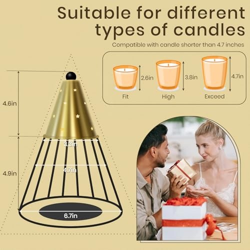 Candle Warmer Lamp with Timer, Dimmable, Valentine's Day Gift, Adjustable Gold