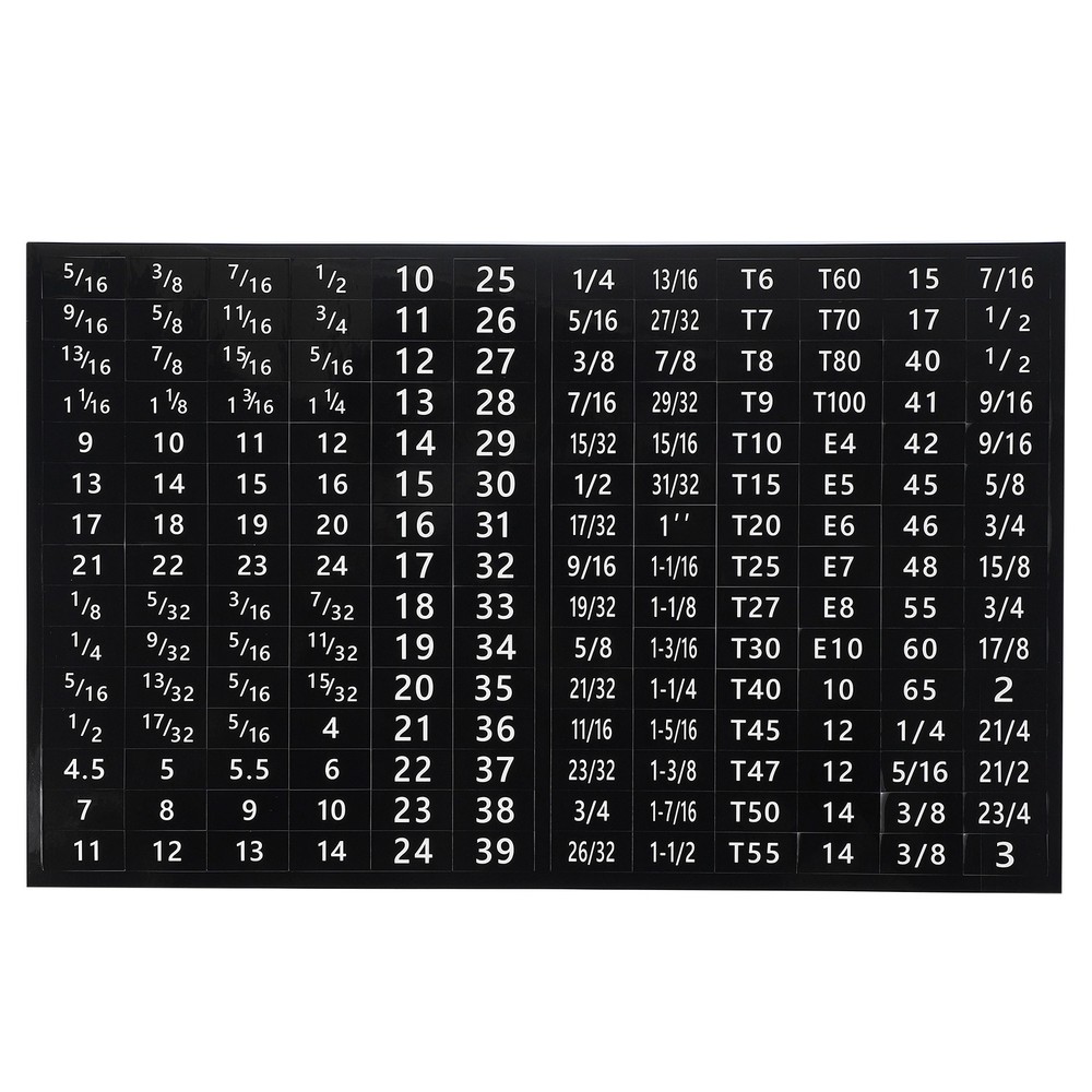 8 Sheets Tool Box Labels Wrench Size Sticker for Tool Organization, Black