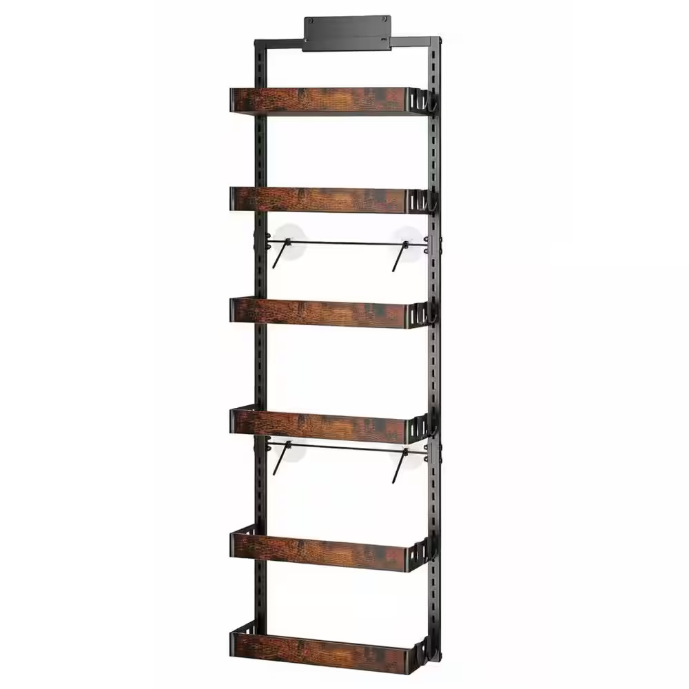 6 Shelf White over Door or Wall Mount Multipurpose Metal Kitchen Pantry Organize