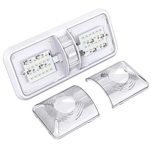 2 Pack RV LED Ceiling Double Dome Light Fixture with ON/Off Switch Interior