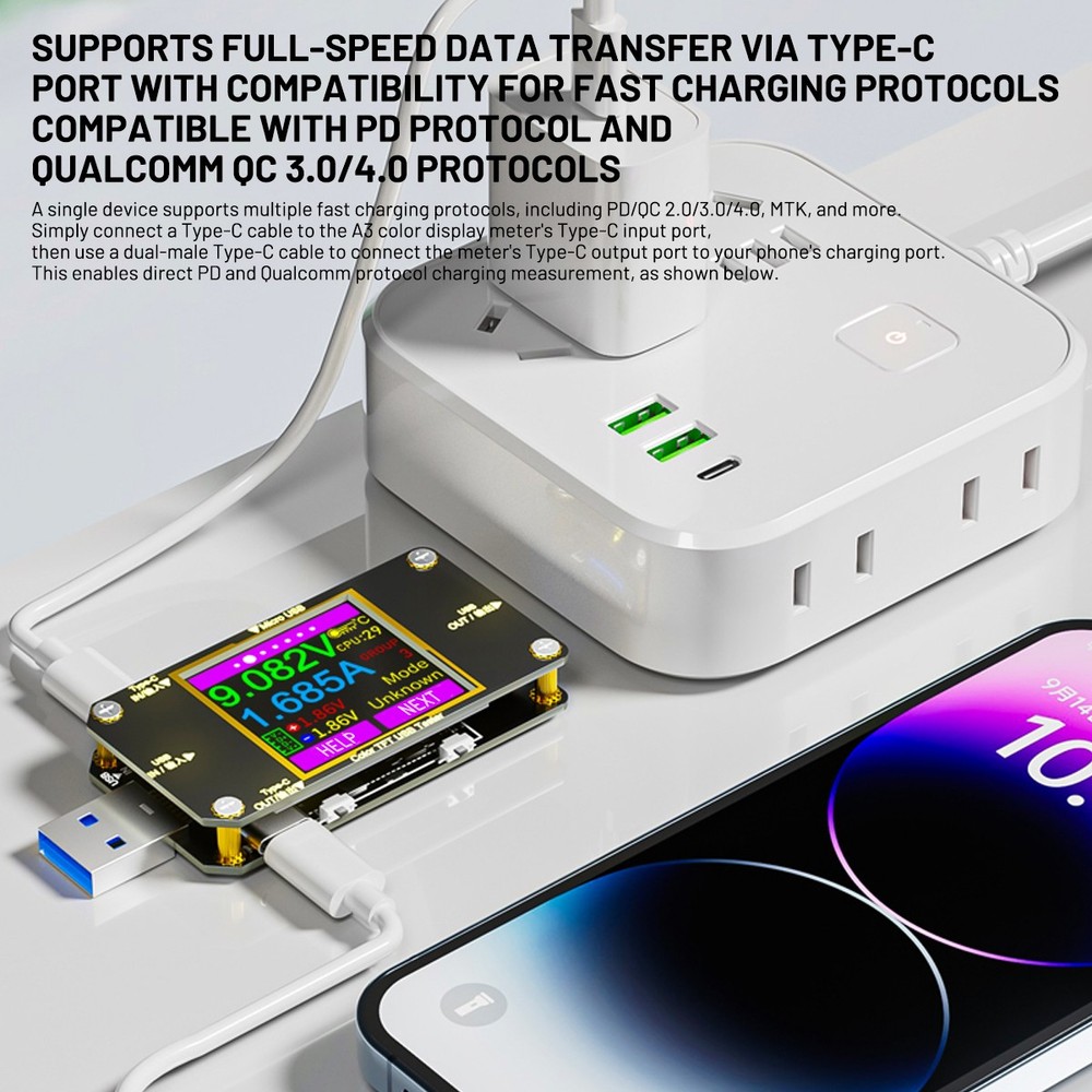 USB 3.0 Tester PD Type-C LCD Digital Voltmeter Ammeter Volt Trigger Durable Tool