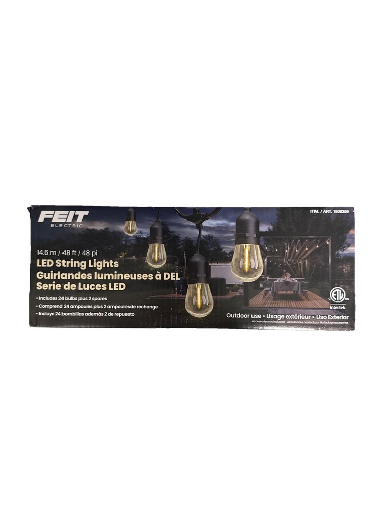 Feit Electric 710090 48ft 24 Bulb LED String Lights - Black