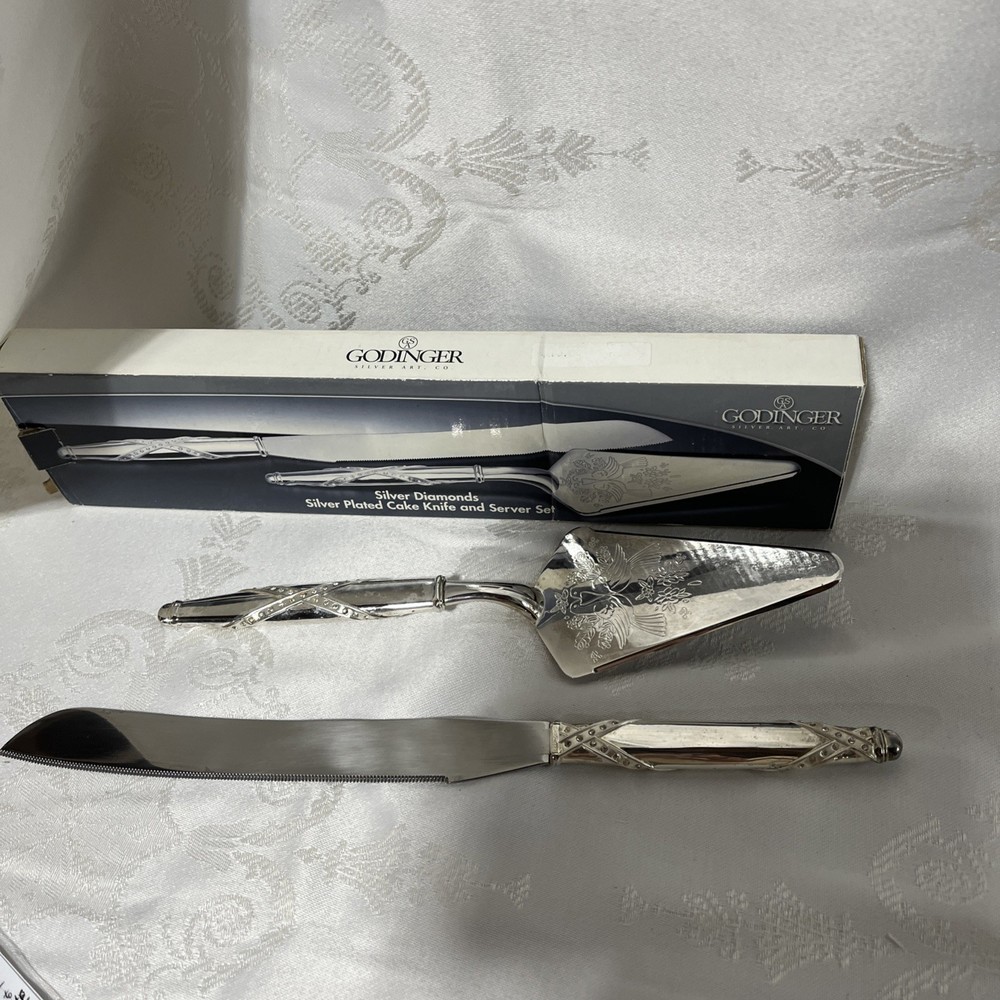 Godinger Silver Diamonds Silver Plated Cake Knife And Server Set