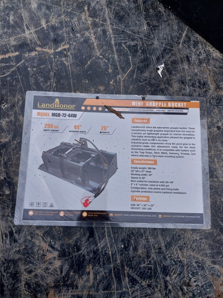 Mini Skid Steer Grapple Bucket Attachment