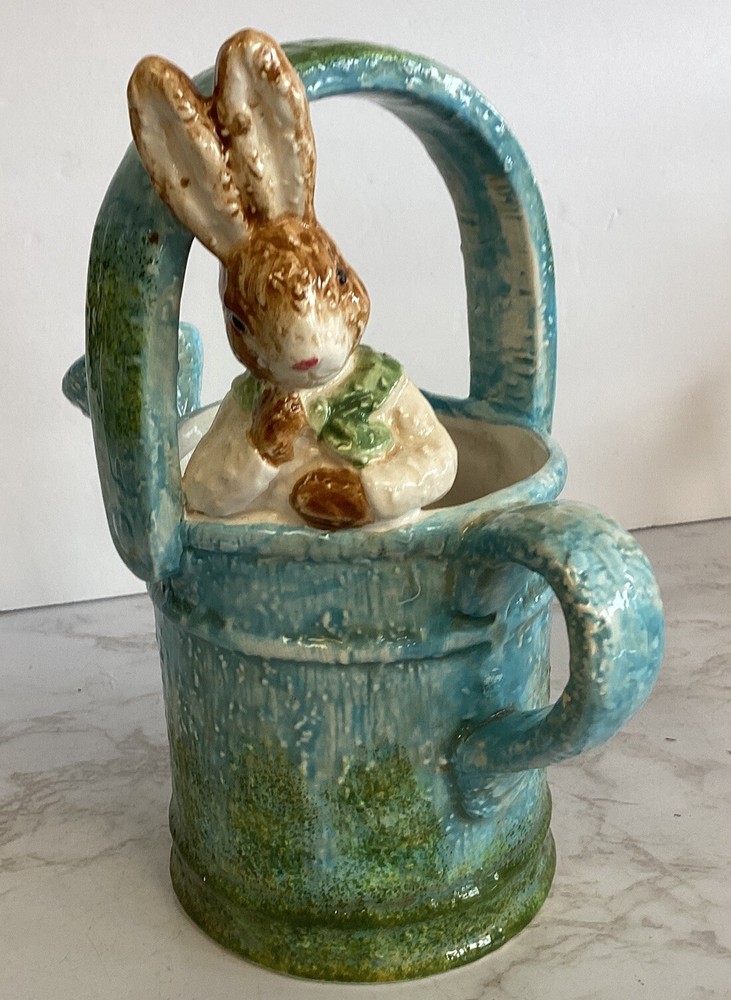 Ceramic Watering Can   With Peeping Bunny In Excellent Condition.