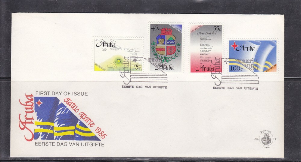 Aruba Issue FDC 1986 (2) Flag - Emblem