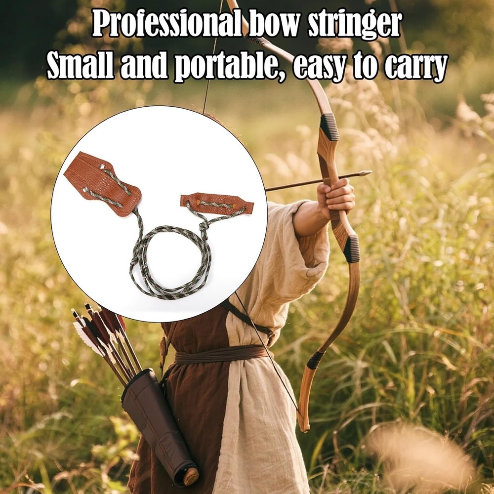 Leather Bow Stringing Tool with Non-Slip Grip - Pro Archery Accessory