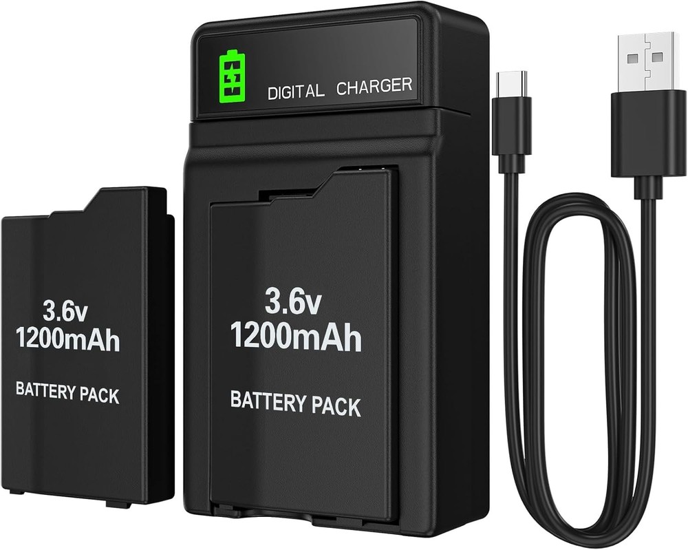 High Capacity 2PCs PSP Battery Pack with Safe Charging Dock for Multiple Models