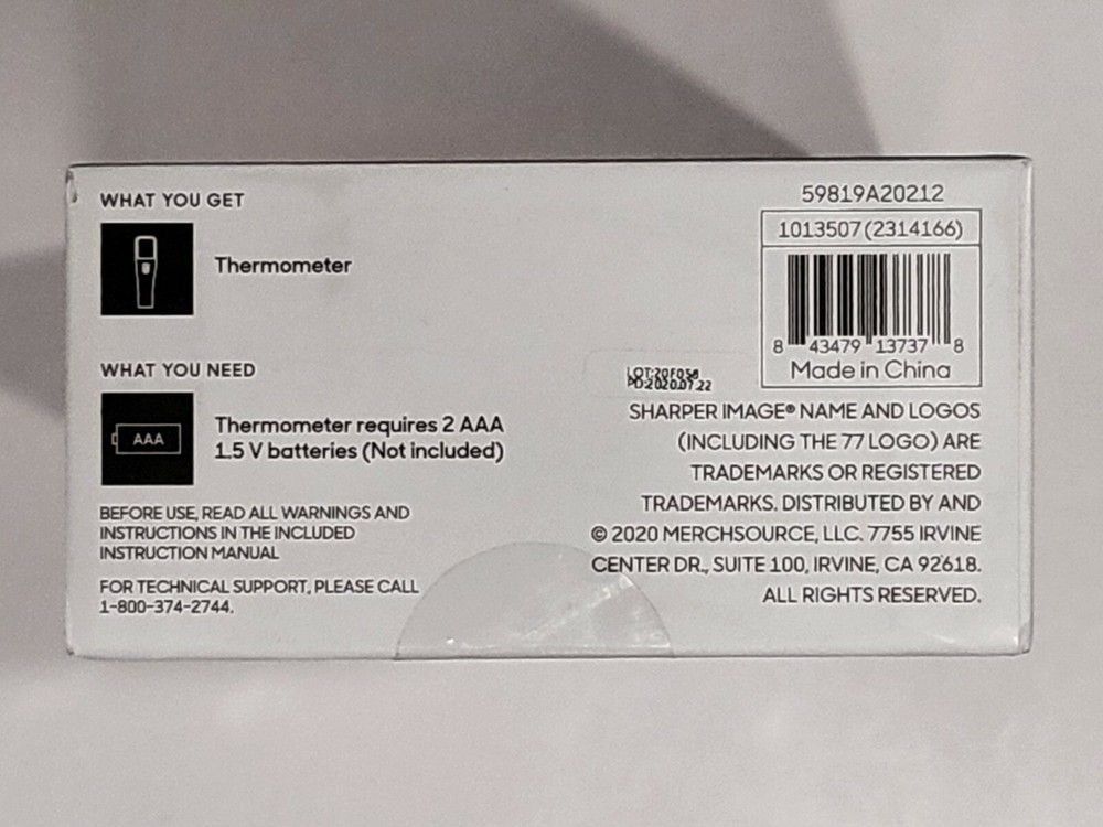 SHARPER IMAGE Touchless No-Touch Forehead Thermometer Infrared Precision Sensor