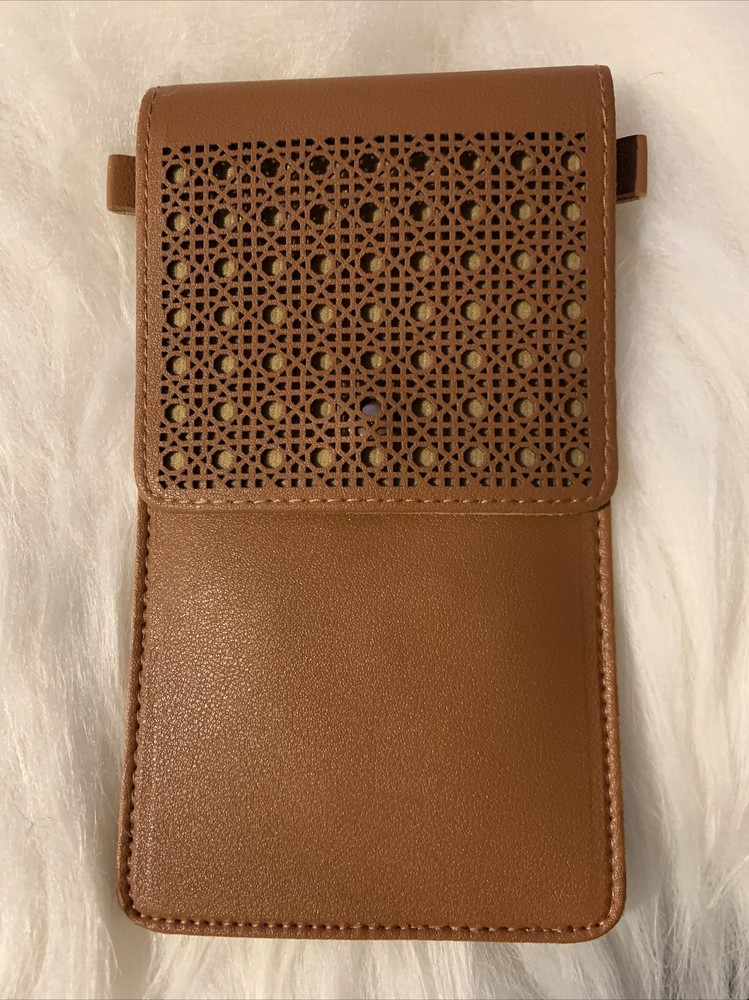 Perforated Design cell Phone Touchscreen Pocket Snap Wallet - Brown