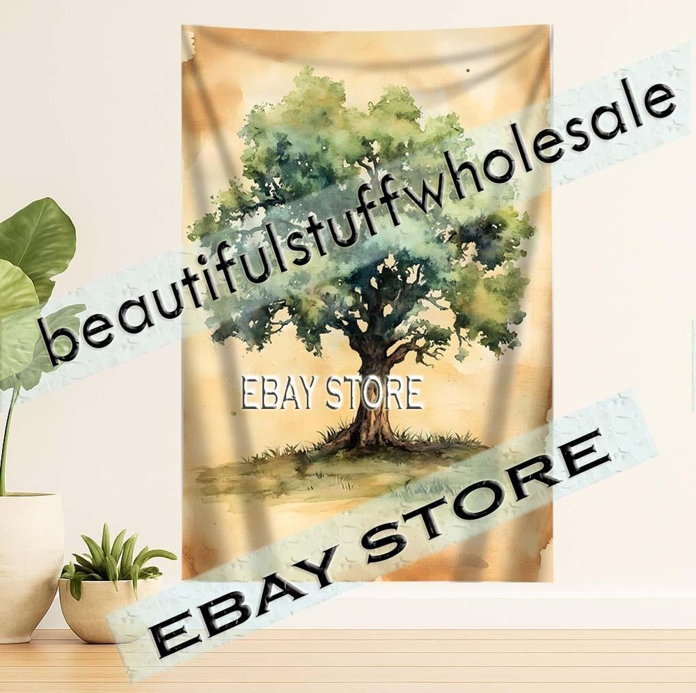 Single Tree Tapestry Nature Study minimal forest art backdrop 59X82 in