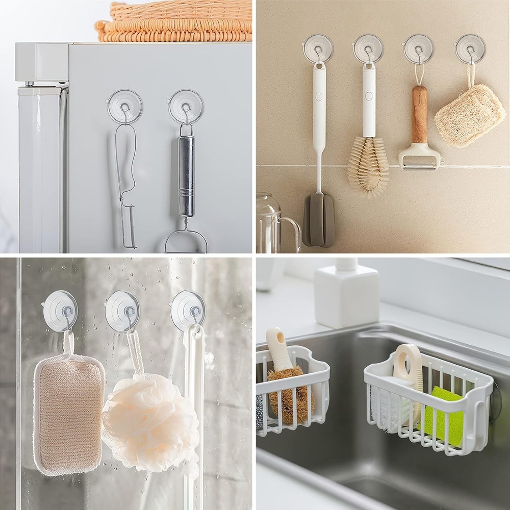 RELBRO Suction Cup Hooks, Window Cups 4 Large 4 Medium 2 Small, Clear