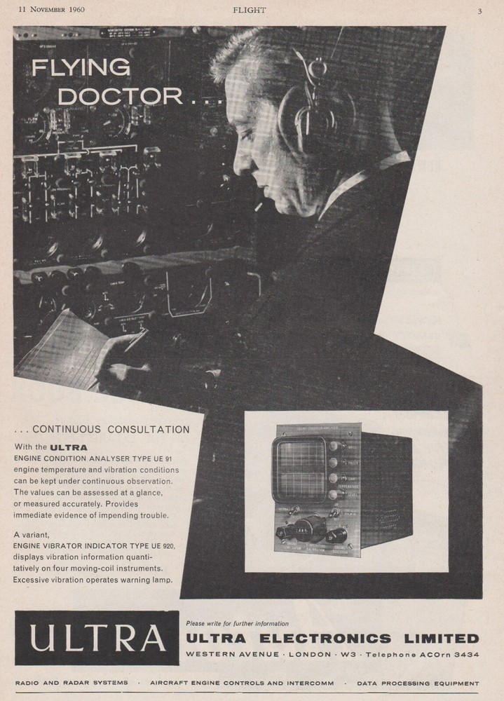 Aviation Magazine Print - Ultra Electronics Engine Condition Analyzer (1960)