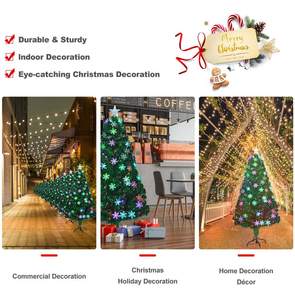 Pre-lit Fiber Optic Tree Artificial Christmas Tree Multicolor LED Star Lights