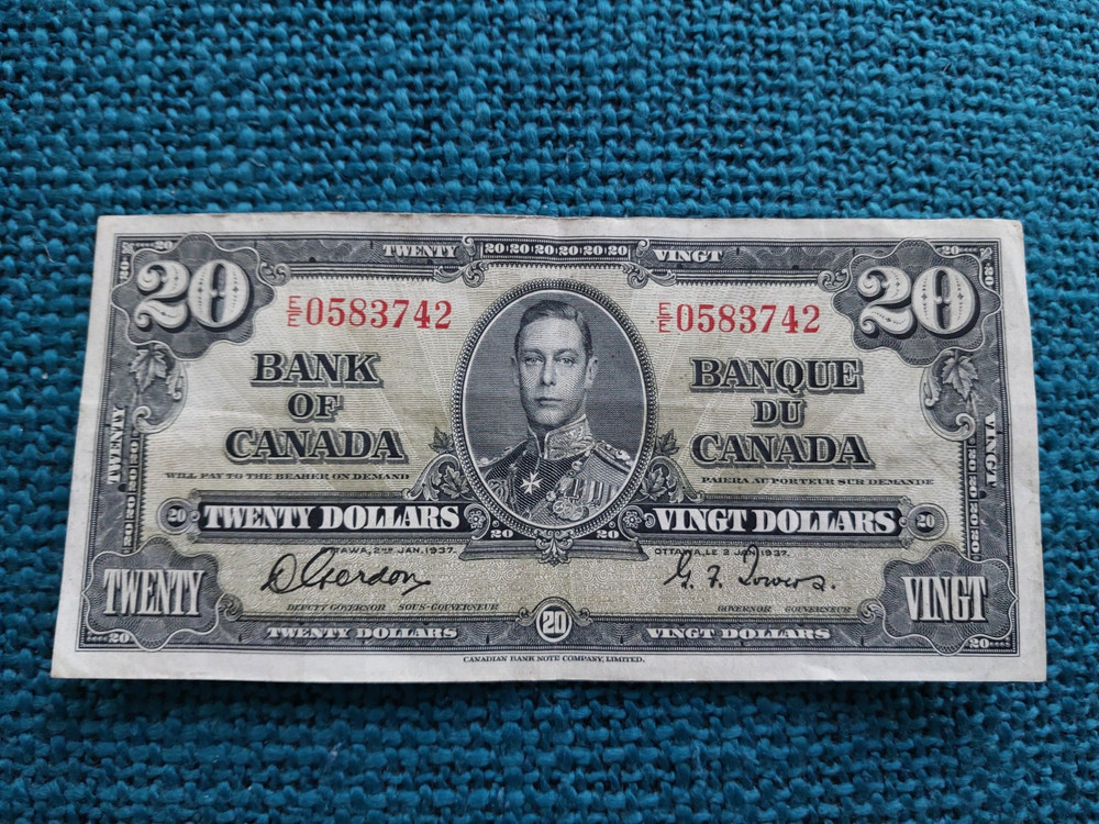 1937 Canada 20 Dollars Bill Great Condition!