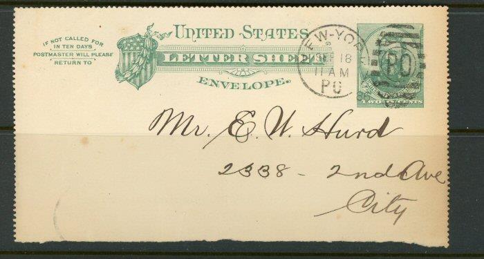 United States Letter Sheet Envelope Only Half Used